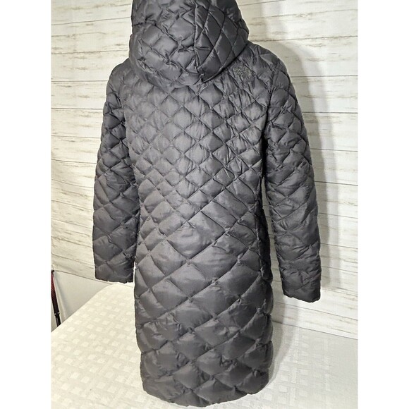 The North Face Womens Jacket Gray LARGE Goose Down Fill Quilted Long Puffer Coat - Picture 8 of 16